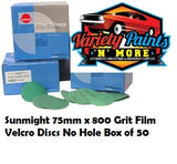 Sunmight 75mm x 800 Grit Film Velcro Discs No Hole Box of 50