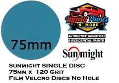 Sunmight SINGLE DISC 75mm x 120 Grit Film Velcro Discs No Hole