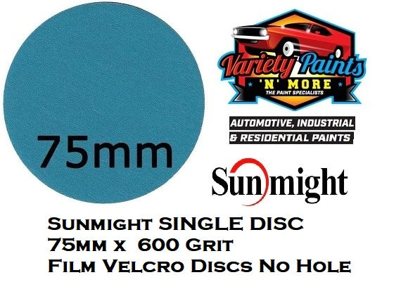 Sunmight SINGLE DISC 75mm x 600 Grit Film Velcro Discs No Hole
