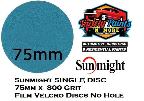 Sunmight SINGLE DISC 75mm x 800 Grit Film Velcro Discs No Hole