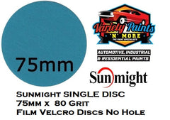 Sunmight SINGLE DISC 75mm x 80 Grit Film Velcro Discs No Hole