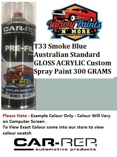 T33 Smoke Blue Australian Standard GLOSS Acrylic Custom Spray Paint 300 GRAMS