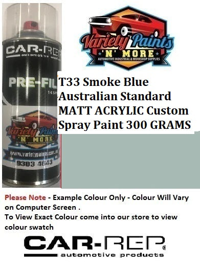 T33 Smoke Blue Australian Standard MATT Acrylic Custom Spray Paint 300 GRAMS