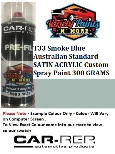 T33 Smoke Blue Australian Standard SATIN Acrylic Custom Spray Paint 300 GRAMS