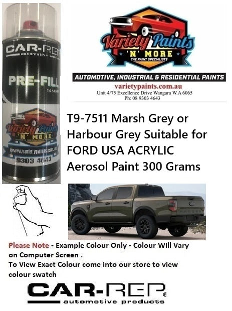 T9-7511 Marsh Grey or Harbour Grey Suitable for FORD USA ACRYLIC Aerosol Paint 300 Grams