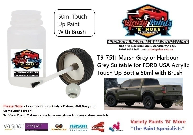 T9-7511 Marsh Grey or Harbour Grey Suitable for FORD USA Acrylic Touch Up Bottle 50ml with Brush
