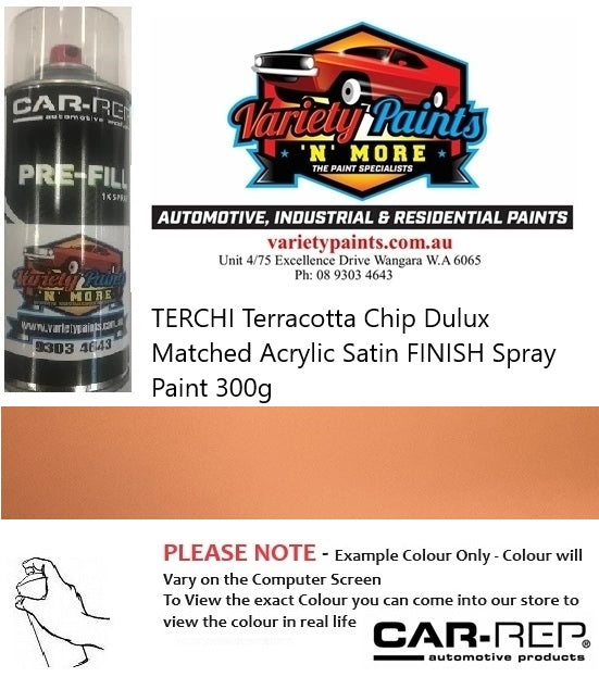 TERCHI Terracotta Chip Dulux Matched Acrylic Satin FINISH Spray Paint 300g