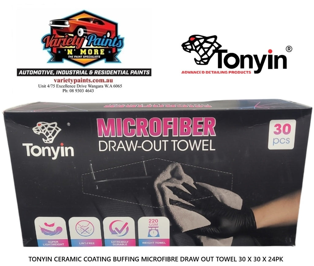 TONYIN CERAMIC COATING BUFFING MICROFIBRE DRAW OUT TOWEL 30 X 30 X 24PK