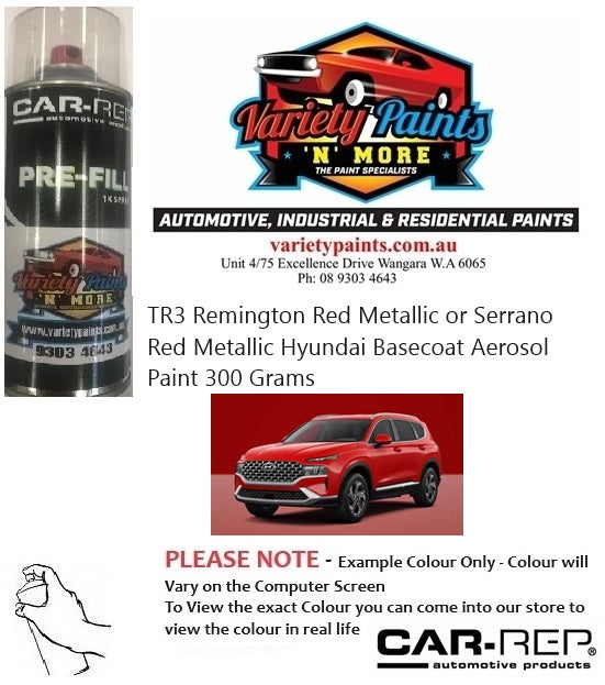 TR3 Remington Red Metallic or Serrano Red Metallic Hyundai Basecoat Aerosol Paint 300 Grams