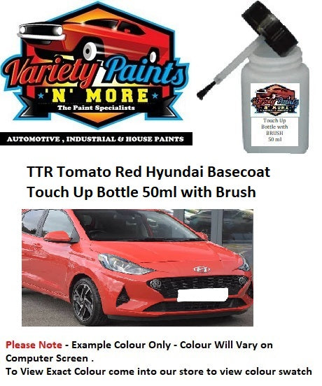 TTR Tomato Red Hyundai Basecoat Touch Up Bottle 50ml with Brush