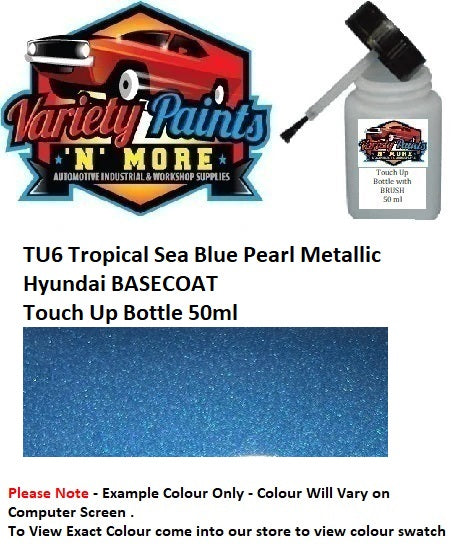 TU6 Tropical Sea Blue Pearl Metallic Hyundai BASECOAT Touch Up Bottle 50ml