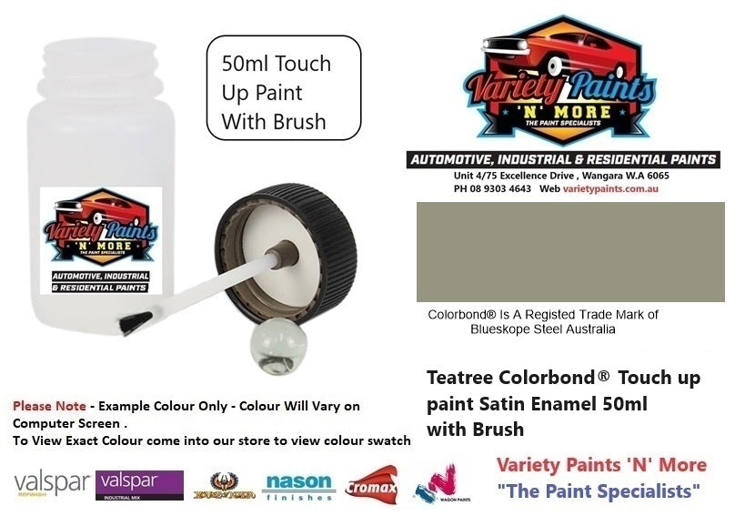 Teatree® Colorbond® Touch up paint Satin Enamel 50ml with Brush