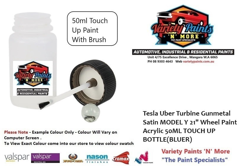 Tesla Uber Turbine Gunmetal Satin MODEL Y 21" Wheel Paint Acrylic 50ML TOUCH UP BOTTLE(BLUER)