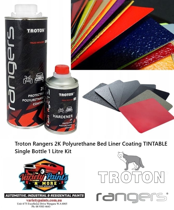 Troton Rangers 2K Polyurethane Bed Liner Coating TINTABLE Single Bottle 1 Litre Kit