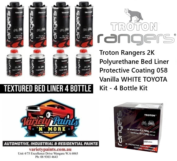Troton Rangers 2K Polyurethane Bed Liner Protective Coating 058 Vanilla WHITE TOYOTA Kit - 4 Bottle Kit
