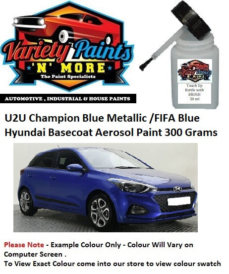 U2U Champion Blue Metallic /FIFA Blue Hyundai Basecoat Touch Up Bottle 50ml with Brush