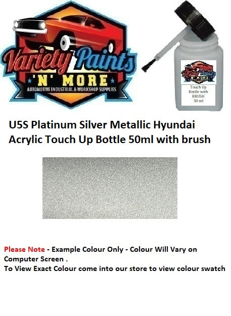 U5S Platinum Silver Metallic Hyundai Acrylic Touch Up Bottle with Brush 50ml