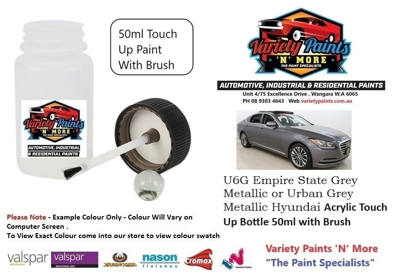 U6G Empire State Grey Metallic or Urban Grey Metallic Hyundai Acrylic Touch Up Bottle 50ml with Brush