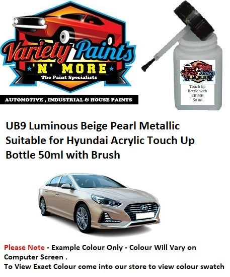 UB9 Luminous Beige Pearl Metallic Suitable for Hyundai Acrylic Touch Up Bottle 50ml with Brush