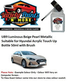 UB9 Luminous Beige Pearl Metallic Suitable for Hyundai Acrylic Touch Up Bottle 50ml with Brush