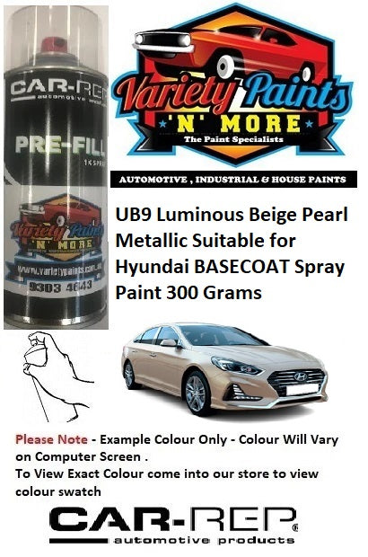 UB9 Luminous Beige Pearl Metallic Suitable for Hyundai BASECOAT Spray Paint 300 Grams
