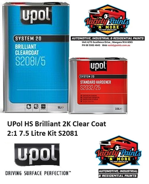 UPol HS Brilliant Clear Coat 2:1 7.5 Litre Kit S2081/KIT7.5
