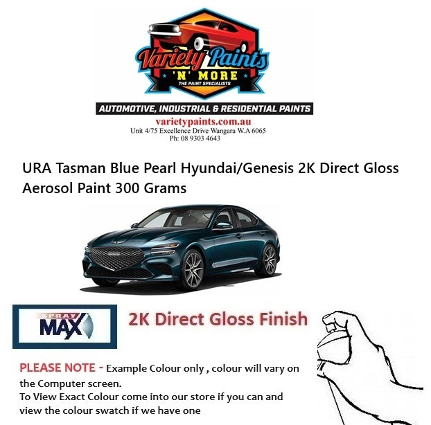 URA Tasman Blue Pearl Hyundai/Genesis 2K Direct Gloss Aerosol Paint 300 Grams