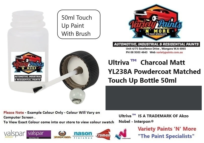 Ultriva™ Charcoal Matt YL238A Powdercoat Matched Touch Up Bottle 50ml
