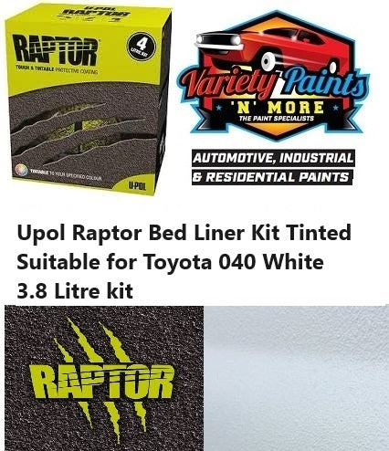 Upol Raptor Bed Liner Kit Tinted Suitable for Toyota 040 White  3.8 Litre