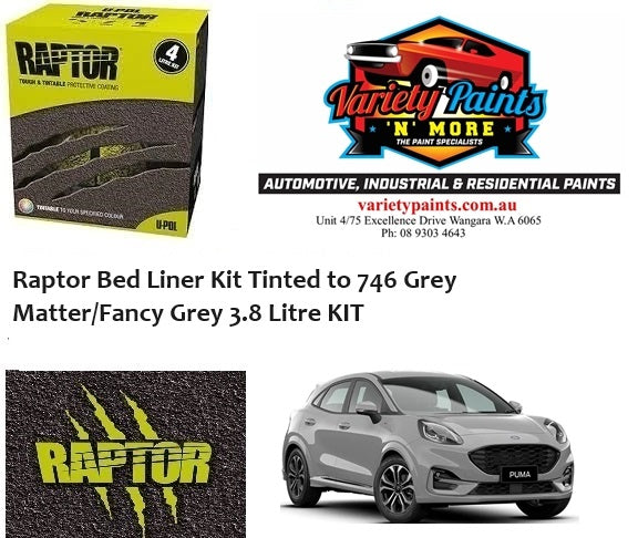 Raptor Bed Liner Kit Tinted to TK-7020 MINREAL GRAY MET 3.8 Litre KIT