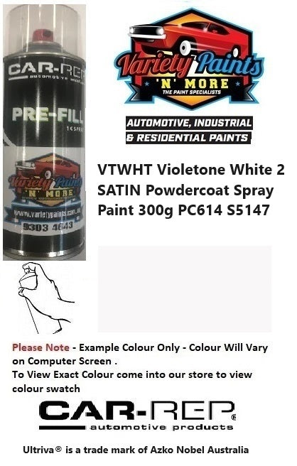 VTWHT Violetone White SATIN Powdercoat Spray Paint 300g PC614 S5147 IIS 52A