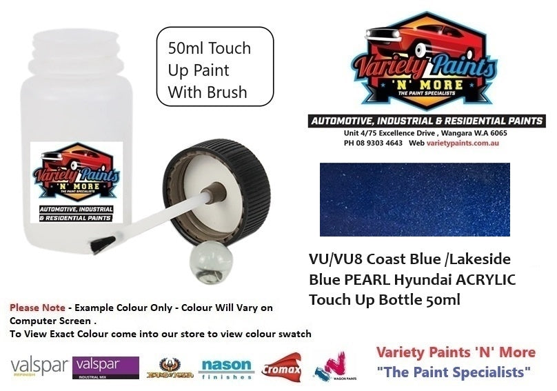 VU/VU8 Coast Blue /Lakeside Blue PEARL Hyundai ACRYLIC Touch Up Bottle 50ml