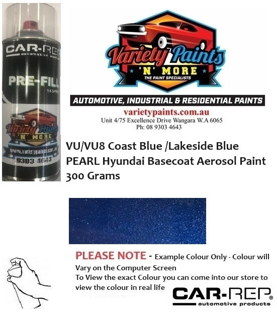 VU/VU8 Coast Blue /Lakeside Blue PEARL Hyundai Basecoat Aerosol Paint 300 Grams