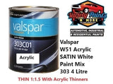 Valspar W51 Acrylic SATIN White Paint Mix 303 4 Litre