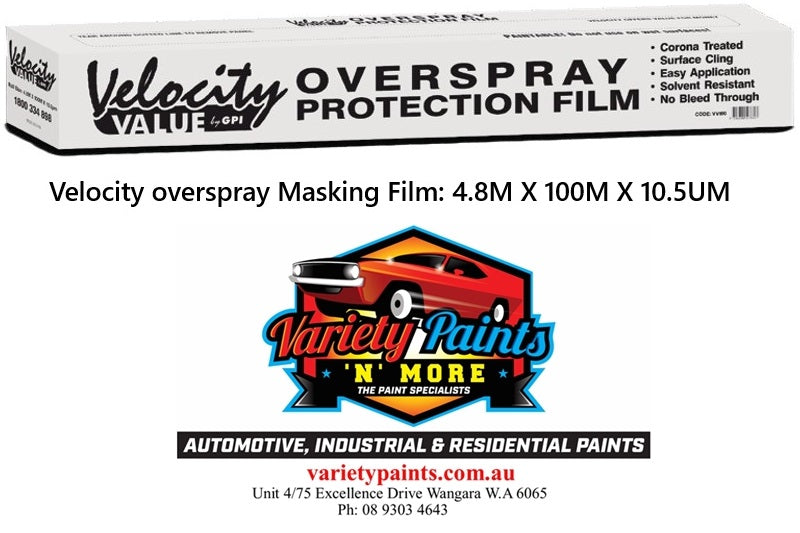 Velocity overspray Masking Film: 4.8M X 100M X 10.5UM