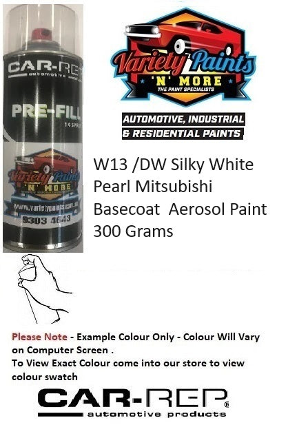 W13 /DW Silky White Pearl Mitsubishi Basecoat  Aerosol Paint 300 Grams