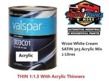 W200 White Cream SATIN 303 Acrylic Mix 2 Litres