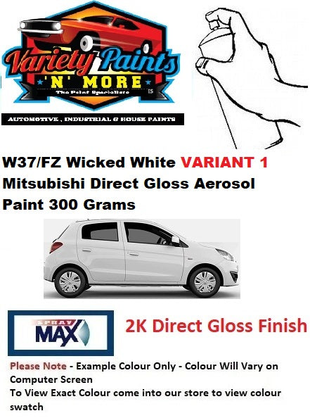 W37/FZ Wicked White VARIANT 1 Mitsubishi 2K Direct Gloss Aerosol Paint 300 Grams