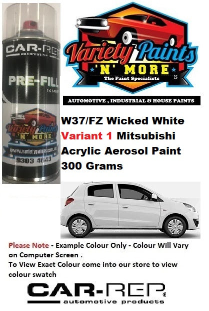 W37/FZ Wicked White Variant 1 Mitsubishi Acrylic Aerosol Paint 300 Grams