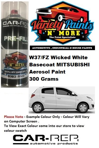 W37/FZ Wicked White Standard Mitsubishi Basecoat Aerosol Paint 300 Grams