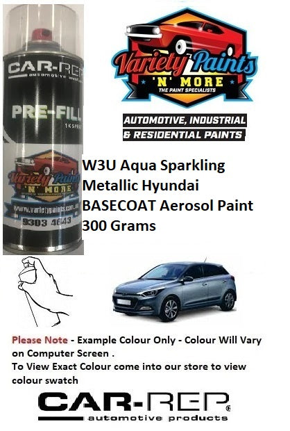 W3U Aqua Sparkling Metallic Hyundai BASECOAT Aerosol Paint 300 Grams