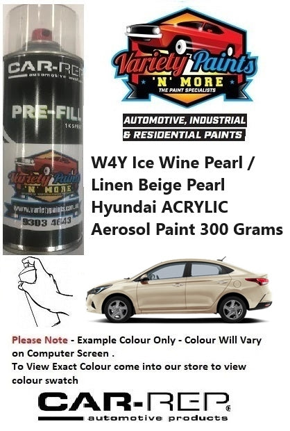W4Y Ice Wine Pearl / Linen Beige Pearl Hyundai ACRYLIC Aerosol Paint 300 Grams