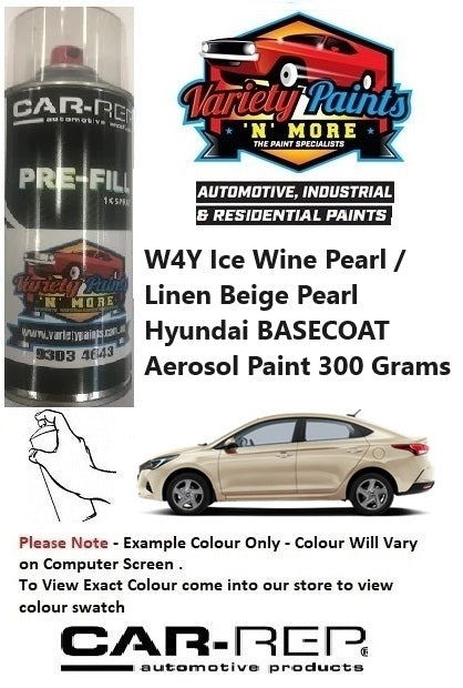 W4Y Ice Wine Pearl / Linen Beige Pearl Hyundai BASECOAT Aerosol Paint 300 Grams