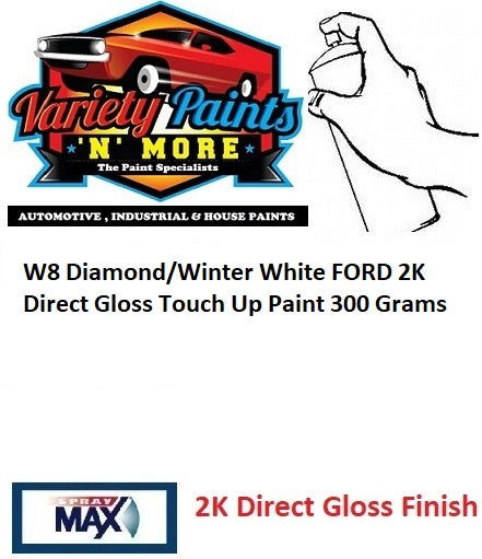 W8 Diamond/Winter White FORD 2K Direct Gloss Touch Up Paint 300 Grams