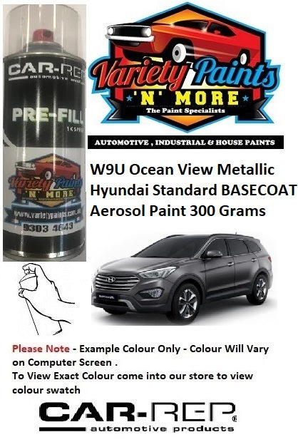 W9U Ocean View Metallic Hyundai Standard BASECOAT Aerosol Paint 300 Grams