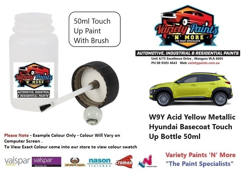 W9Y Acid Yellow Metallic Hyundai Basecoat Touch Up Bottle 50ml