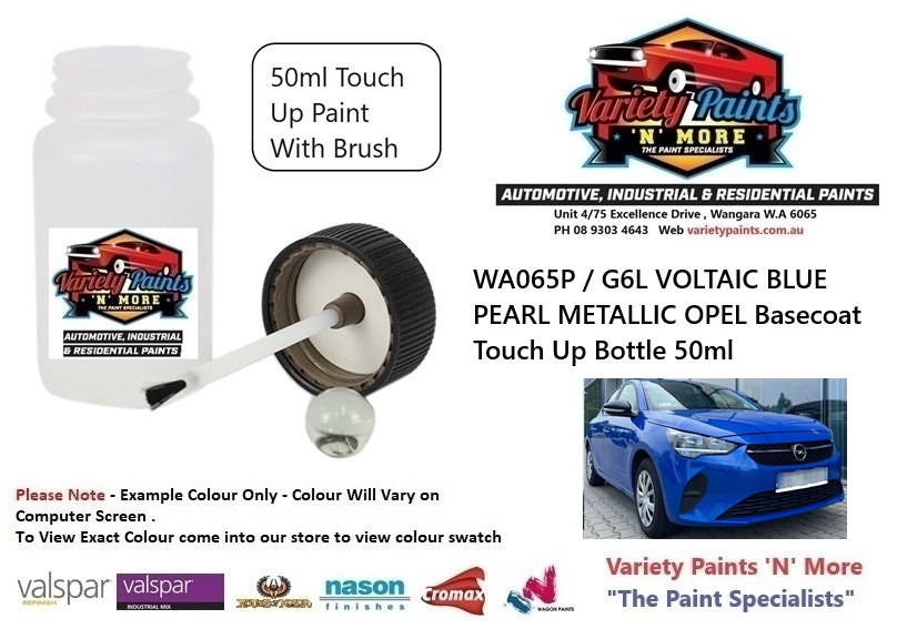 WA065P / G6L VOLTAIC BLUE PEARL METALLIC OPEL Basecoat Touch Up Bottle 50ml