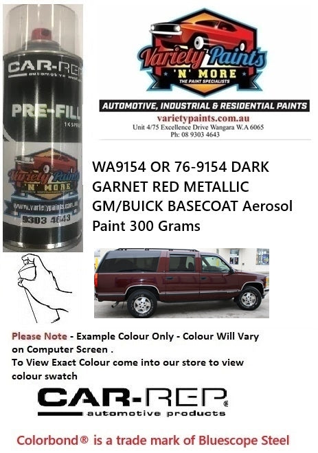 WA9154 OR 76-9154 DARK GARNET RED METALLIC GM/BUICK BASECOAT Aerosol Paint 300 Grams