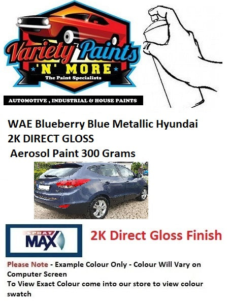 WAE Blueberry Blue Metallic Hyundai 2K DIRECT GLOSS Aerosol Paint 300 Grams