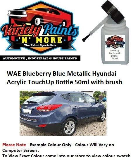 WAE Blueberry Blue Metallic Hyundai Acrylic Touch Up Bottle 50ml with Brush